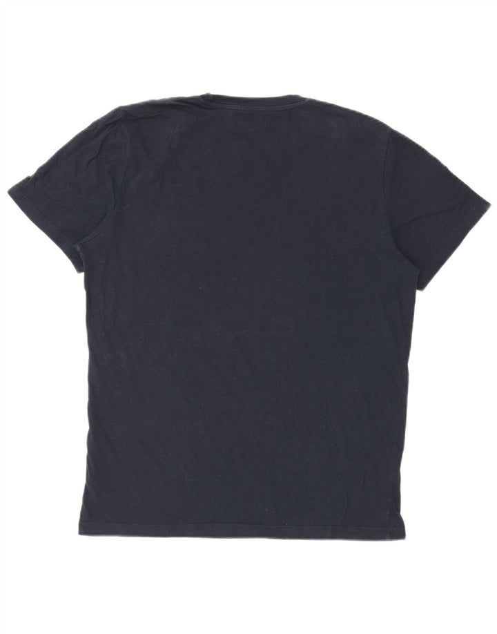 Camiseta gráfica masculina Jack & Jones Top médio algodão azul marinho