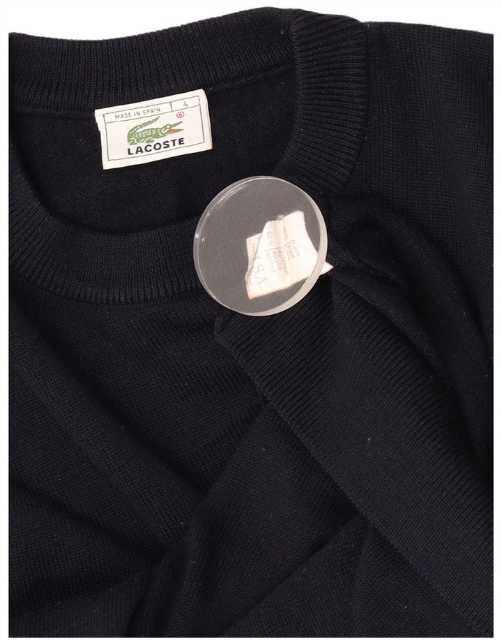 Suéter masculino Lacoste com gola redonda, tamanho 4, lã azul marinho médio