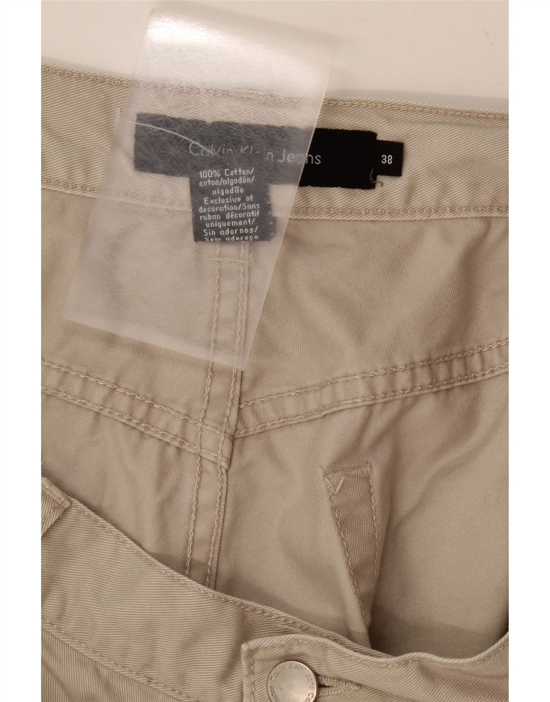 CALVIN KLEIN Mens Straight Casual Trousers W38 L27 Beige Cotton Vintage Calvin Klein and Second-Hand Calvin Klein from Messina Hembry 