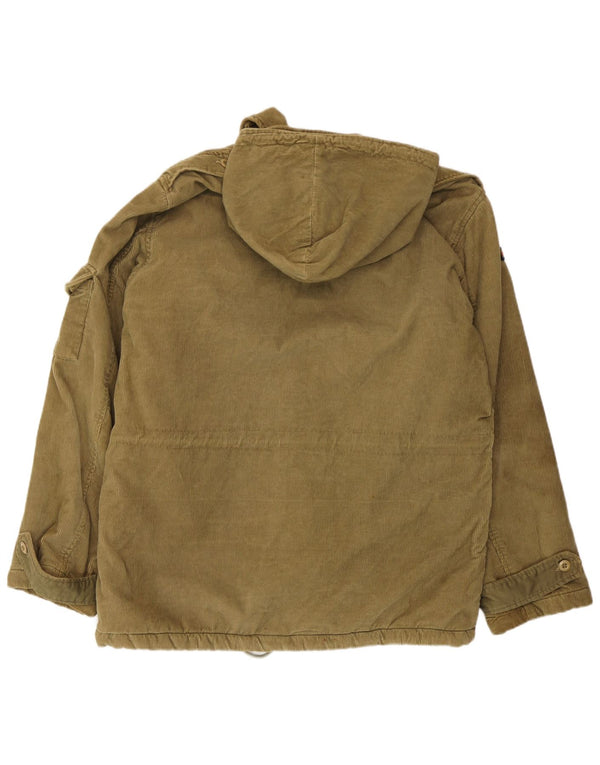 Jaqueta masculina de veludo com capuz militar Rifle UK 38 algodão cáqui médio