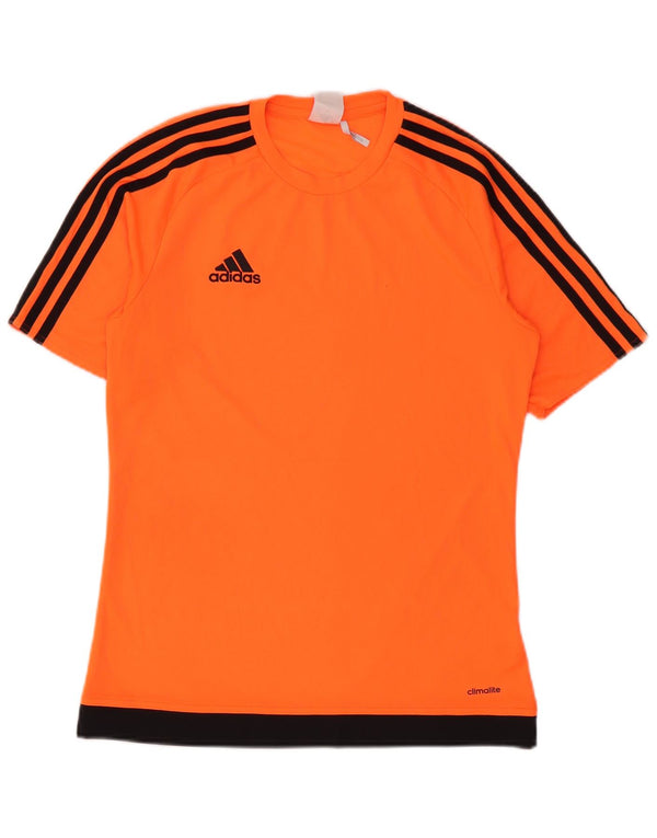 Adidas Masculino Climalite Camiseta Top Pequeno Laranja Colorblock Poliéster