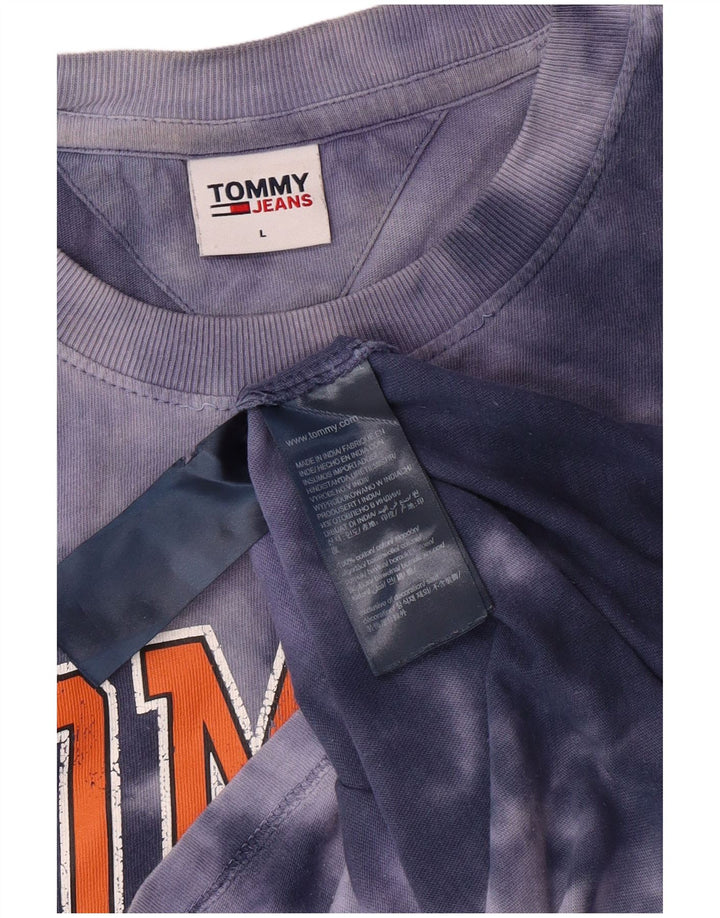 Camiseta masculina TOMMY HILFIGER com estampa gráfica grande de algodão tie-dye azul