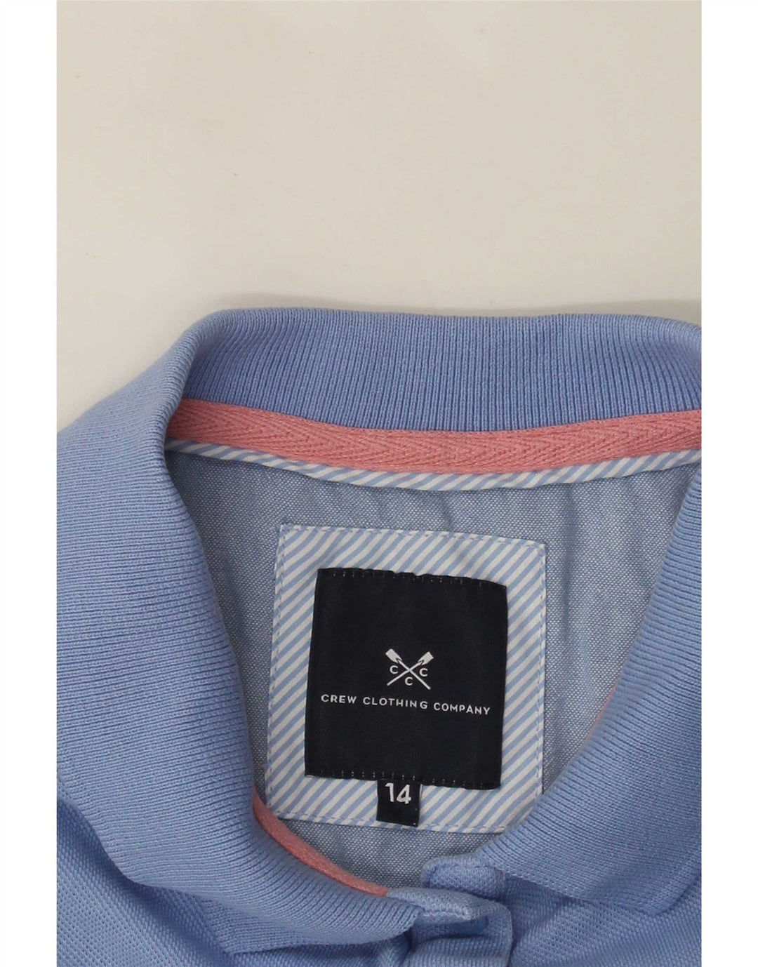 Camisa polo feminina Crew Clothing UK 14 azul médio