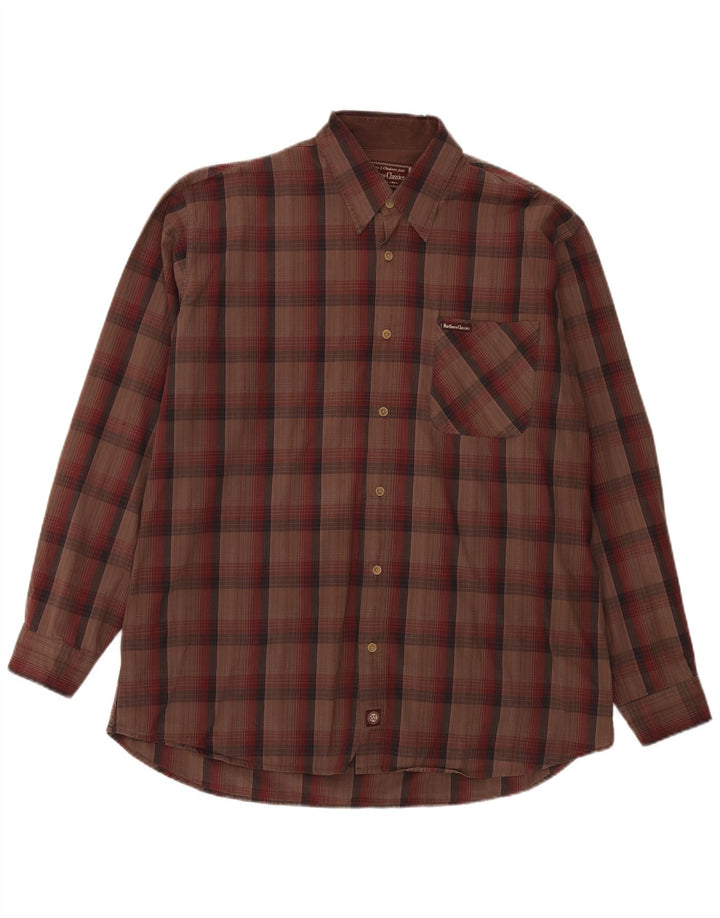 Camisa masculina Marlboro Classics XL marrom xadrez algodão