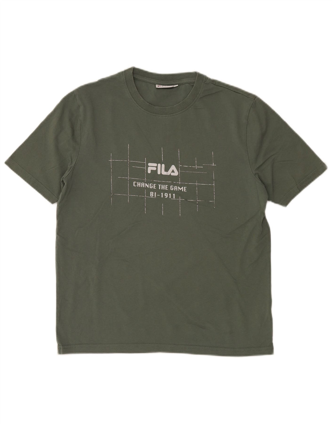 Camiseta masculina gráfica FILA Top pequeno algodão cáqui