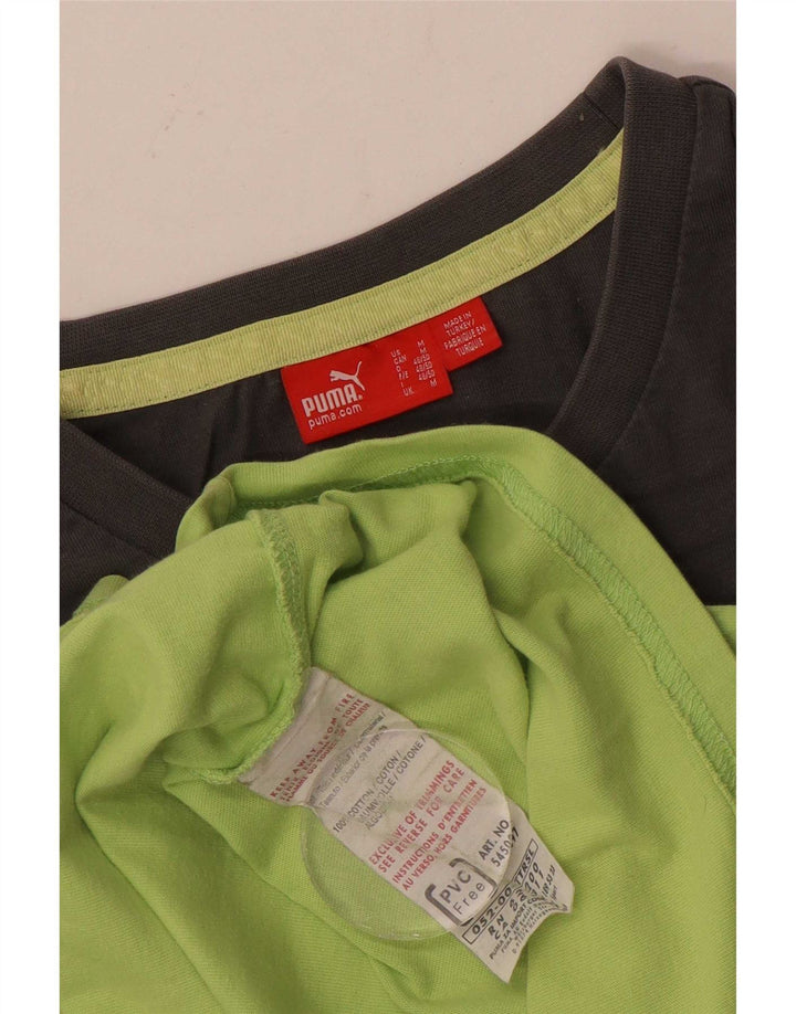 Puma masculino top manga longa médio verde algodão colorblock