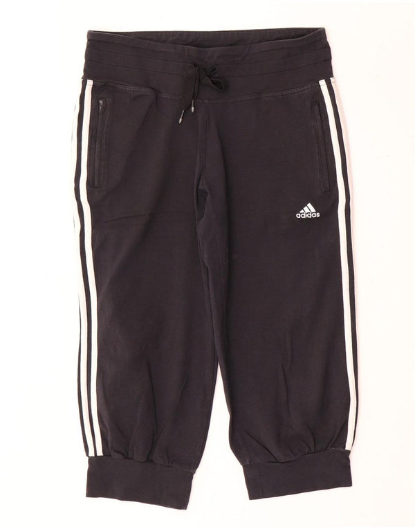 Adidas Womens Capri Calças de treino Joggers UK 12 Médio Algodão Preto