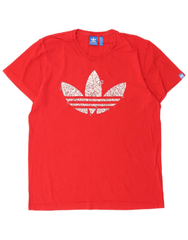 Adidas Mens Graphic T-Shirt Top Médio Algodão Vermelho