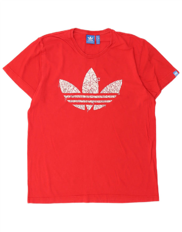 Adidas Mens Graphic T-Shirt Top Médio Algodão Vermelho