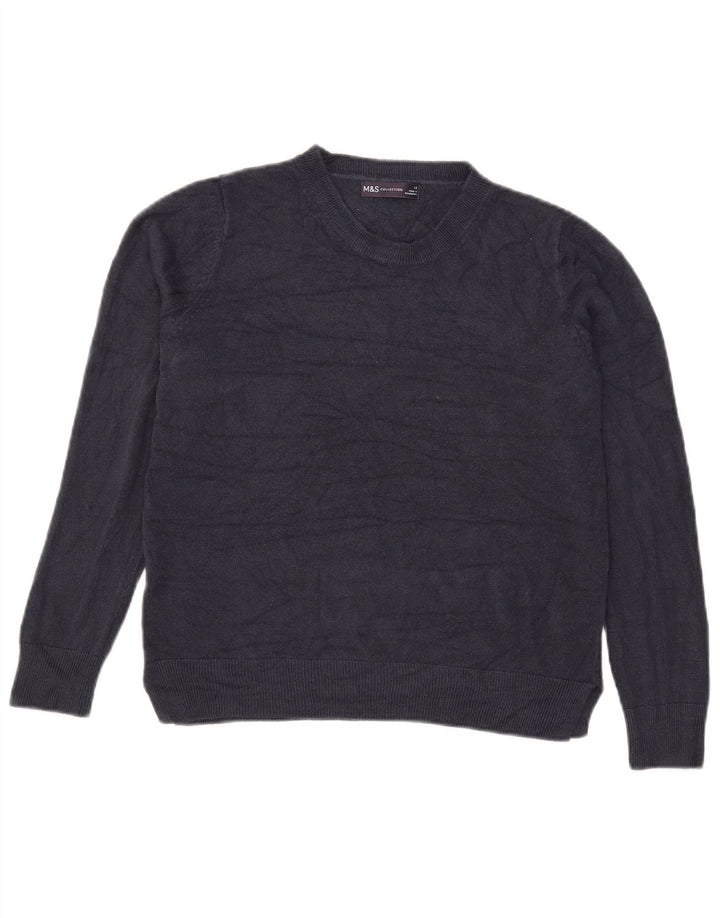 Suéter feminino Marks & Spencer com gola redonda Reino Unido 12 médio azul marinho