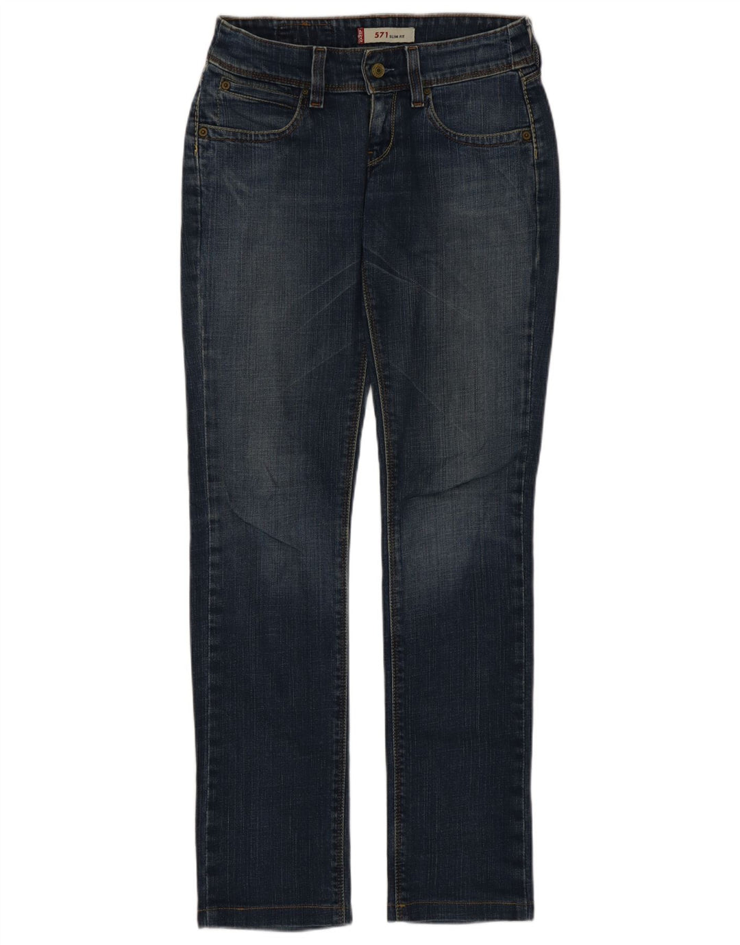 Calça jeans feminina Levi's 571 Slim W27 L31 azul algodão