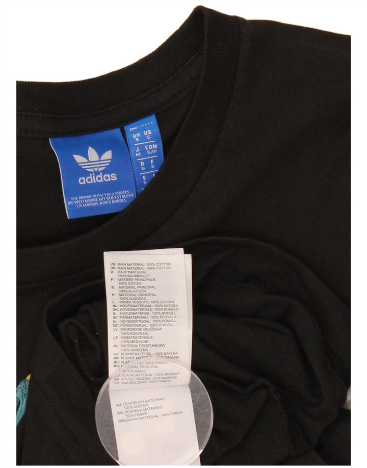 Adidas Mens Graphic T-Shirt Top Pequeno Algodão Preto