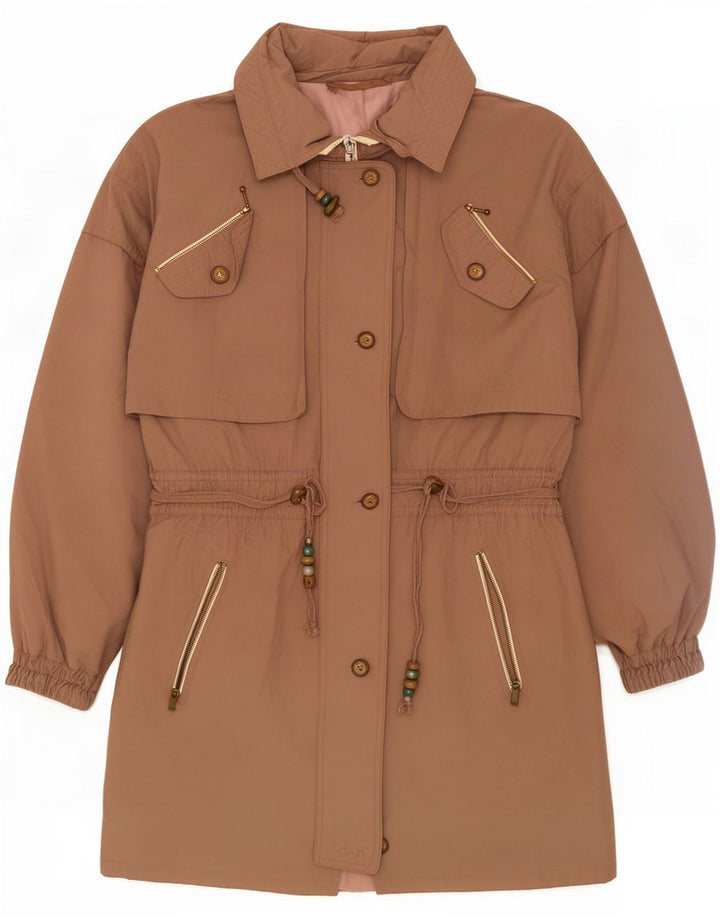 Casaco acolchoado feminino vintage UK 14 grande marrom
