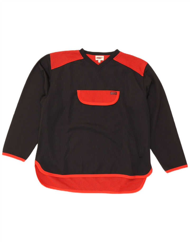 Pulôver masculino VINTAGE de poliéster grande em bloco colorido preto