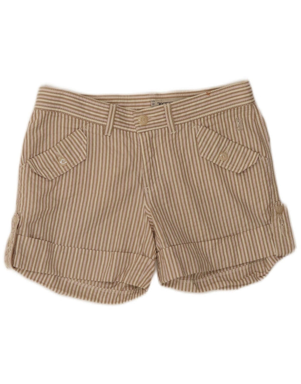 Jeckerson Shorts feminino casual W27 pequeno algodão listrado bege