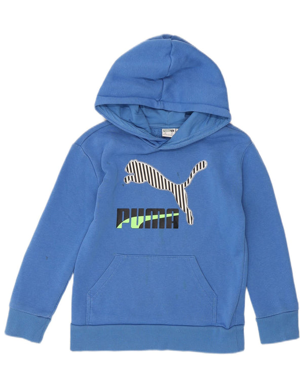 Jumper com capuz gráfico Puma Boys 5-6 anos XS azul algodão