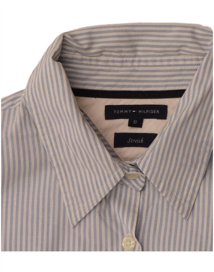 Camisa feminina Tommy Hilfiger EUA 8 algodão listrado azul médio