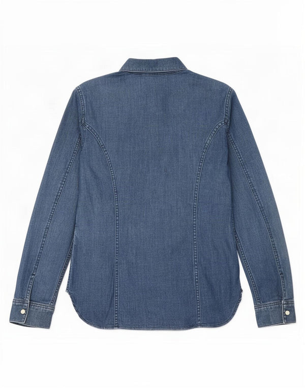 Camisa jeans feminina Massimo Dutti Reino Unido 10 pequena azul