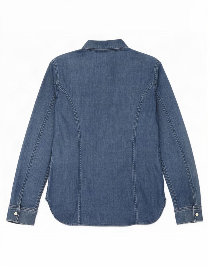 Camisa jeans feminina Massimo Dutti Reino Unido 10 pequena azul