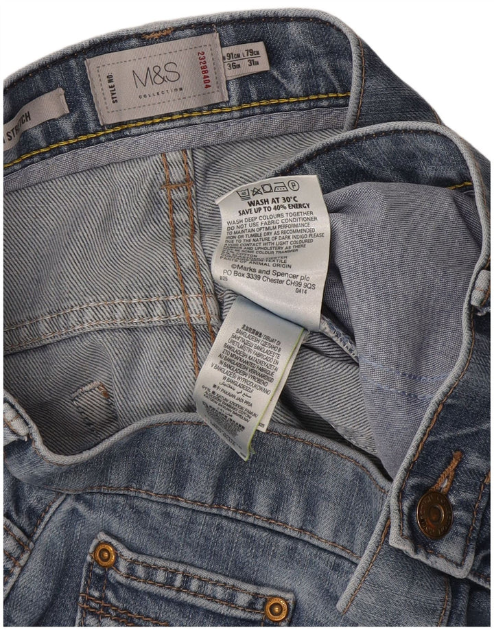 Calça jeans reta regular masculina Marks & Spencer W36 L31 algodão azul