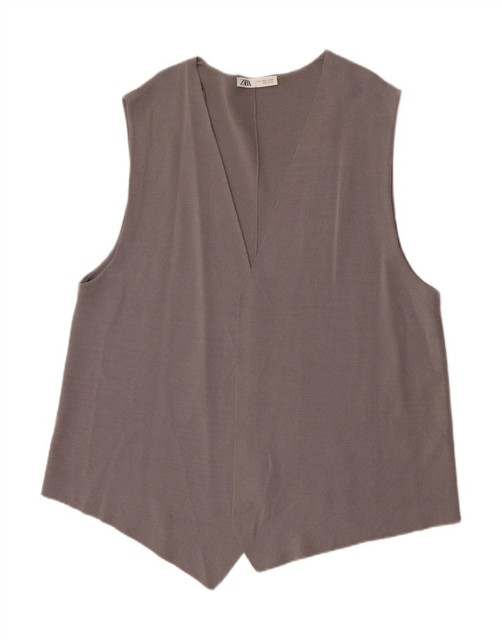Zara Colete OPEN Feminino Reino Unido 10 Pequeno Viscose Cinza