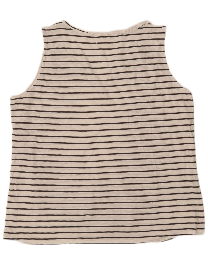 Colete feminino White Stuff Top UK 20 2XL algodão listrado branco