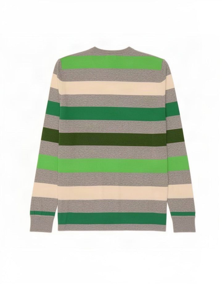 Suéter masculino Gap com gola redonda, grande algodão listrado multicolorido