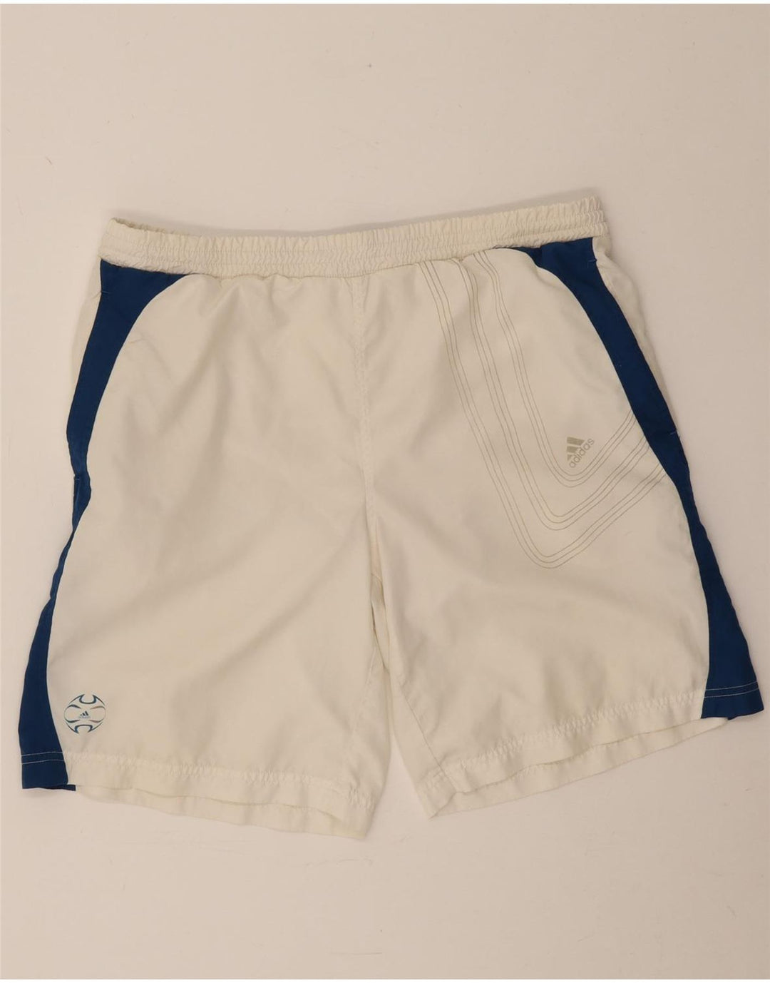 Shorts esportivos masculinos Adidas médio branco colorblock poliéster