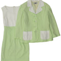 VINTAGE Womens 3/4 Sleeve 4 Button 2 Piece Set IT 42 Medium Green Gingham