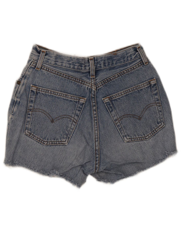 Shorts jeans feminino Levi's desgastado W28 algodão azul médio