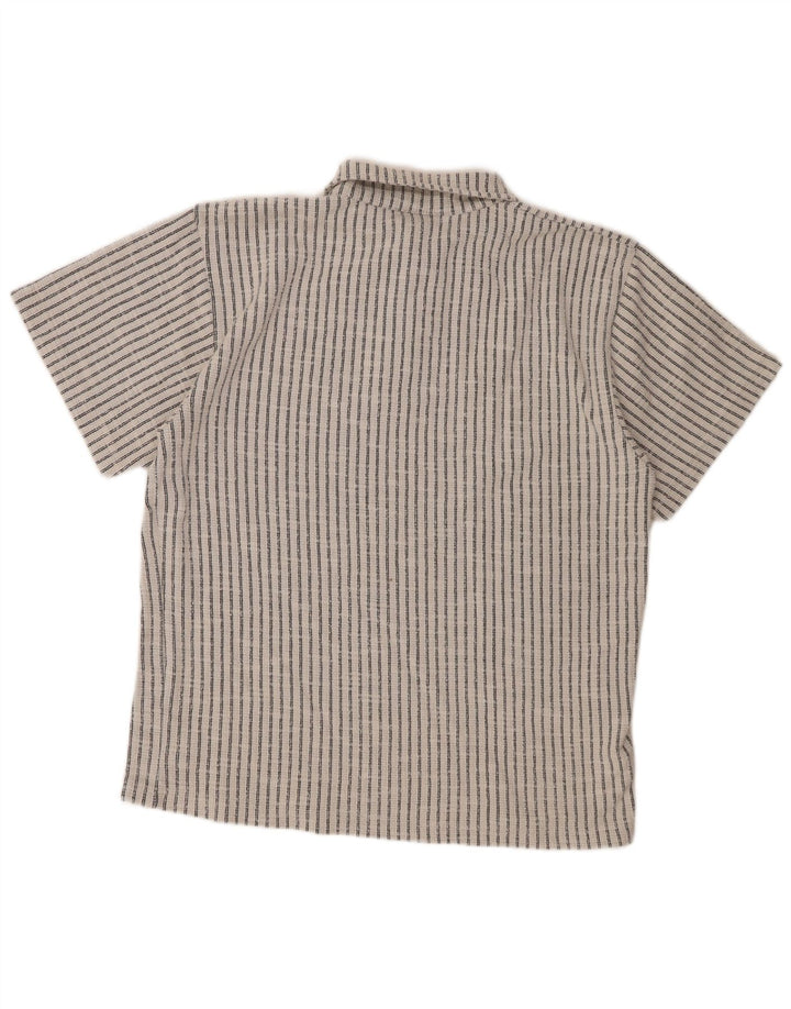 Camisa polo masculina Tio Sam de algodão listrado branco médio