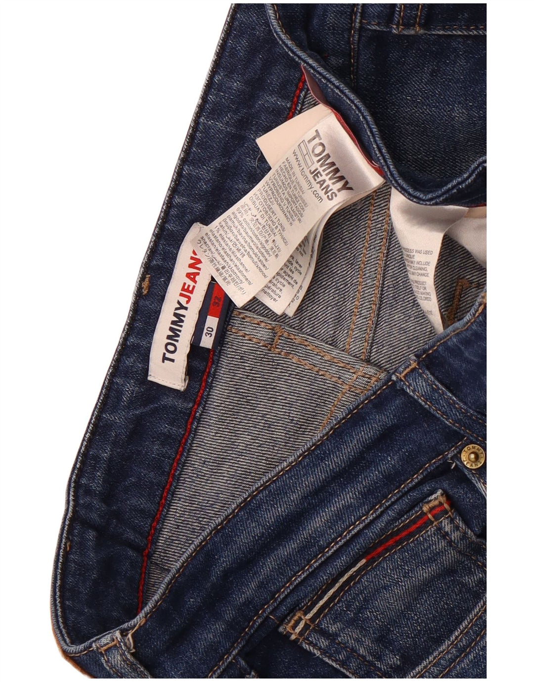 Tommy Hilfiger Masculino Slim Jeans W30 L32 Azul Algodão
