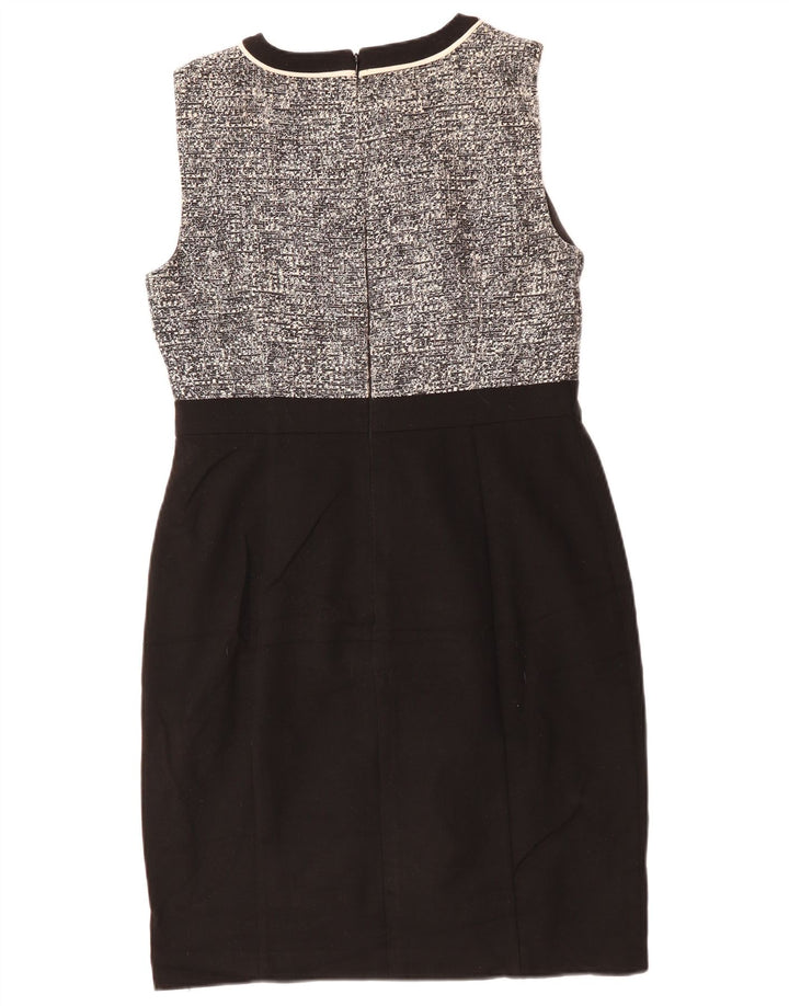 Vestido feminino Hobbs com bainha sem mangas UK 12 poliéster preto médio manchado