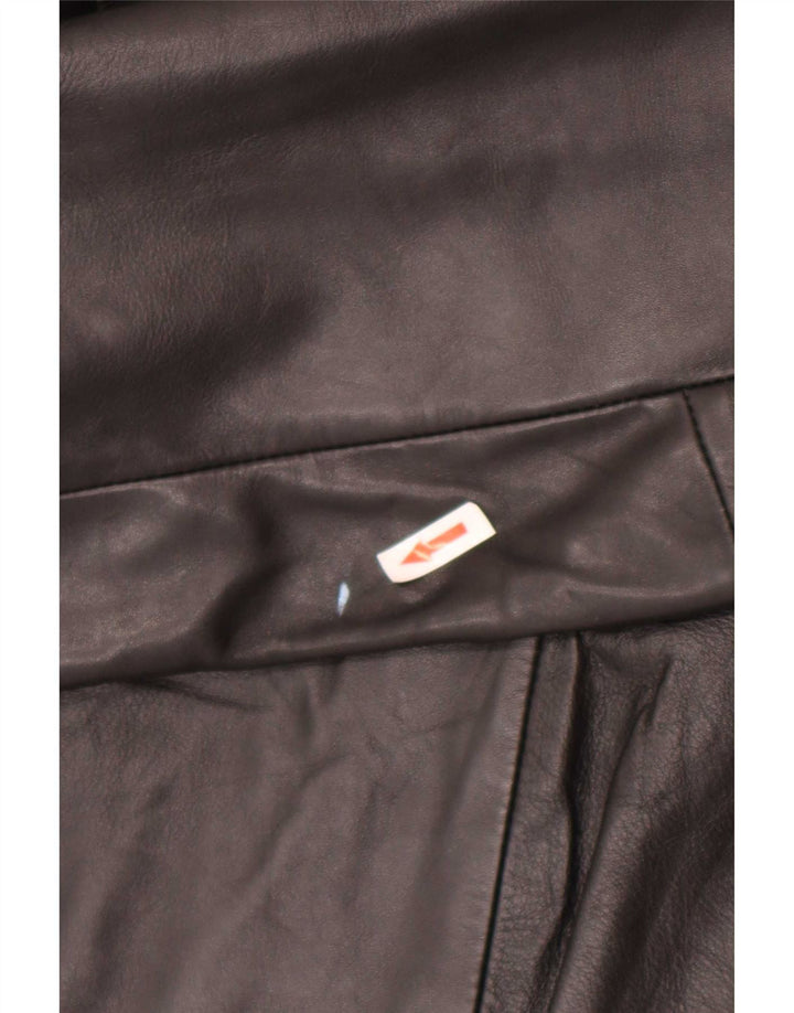 Jaqueta blazer feminina vintage de couro com 2 botões UK 24 4XL preta