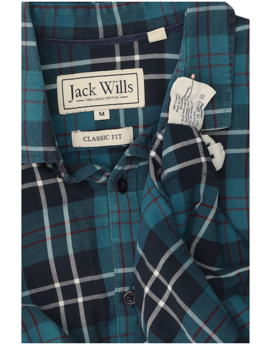 Camisa masculina de flanela Jack Wills Classic Fit algodão xadrez azul médio