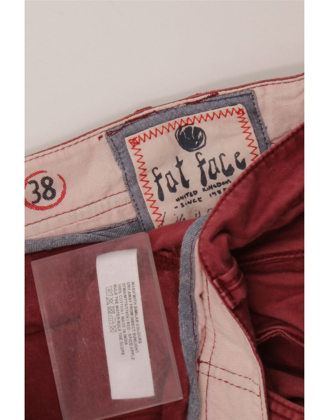 Calça chino reta masculina FAT FACE W38 L33 algodão vermelho