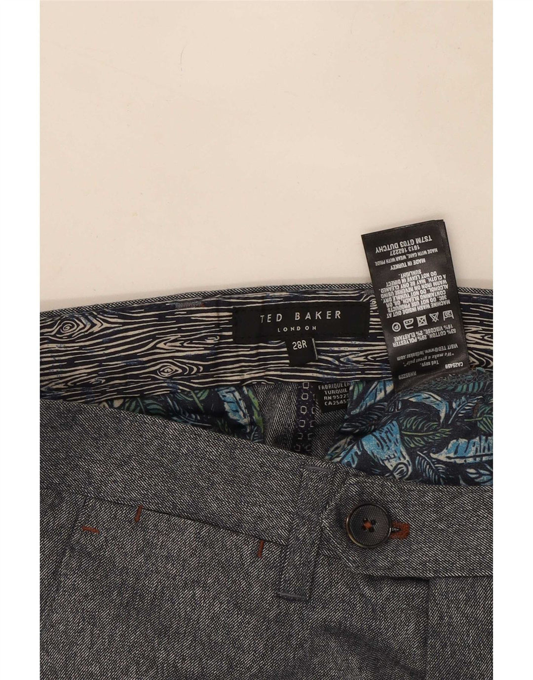 Calça Chino Masculina Slim Ted Baker W28 L31 Algodão Cinza