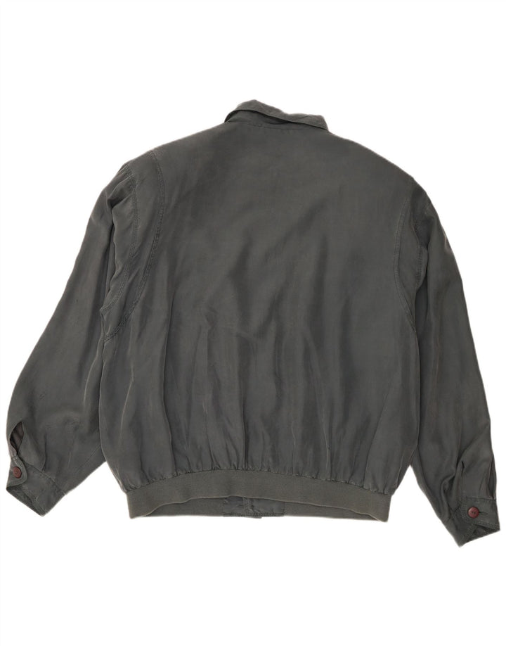 Jaqueta bomber masculina vintage UK 40 grande seda cinza