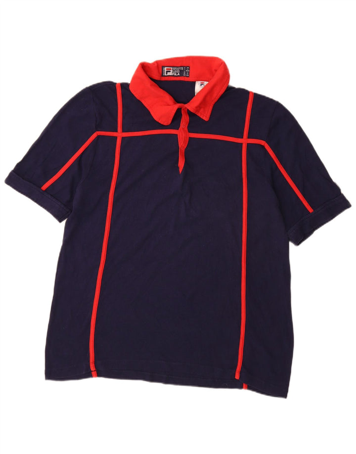 Camisa polo masculina FILA grande algodão colorblock azul marinho
