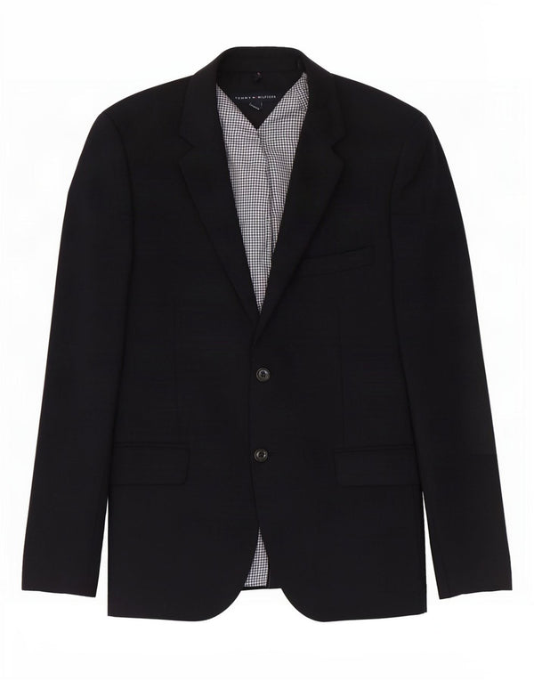 Jaqueta Blazer Masculina Tommy Hilfiger com 2 Botões Reino Unido 38 Lã Azul Marinho Médio