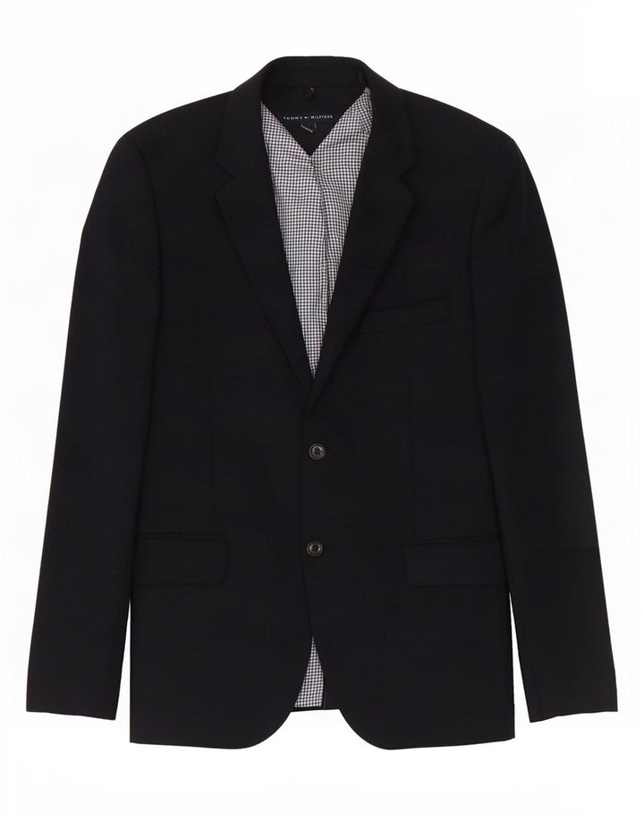 Jaqueta Blazer Masculina Tommy Hilfiger com 2 Botões Reino Unido 38 Lã Azul Marinho Médio