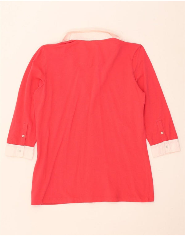 Blusa feminina de manga 3/4 Perte by Krizia Top UK 12 bloco de cor vermelho médio