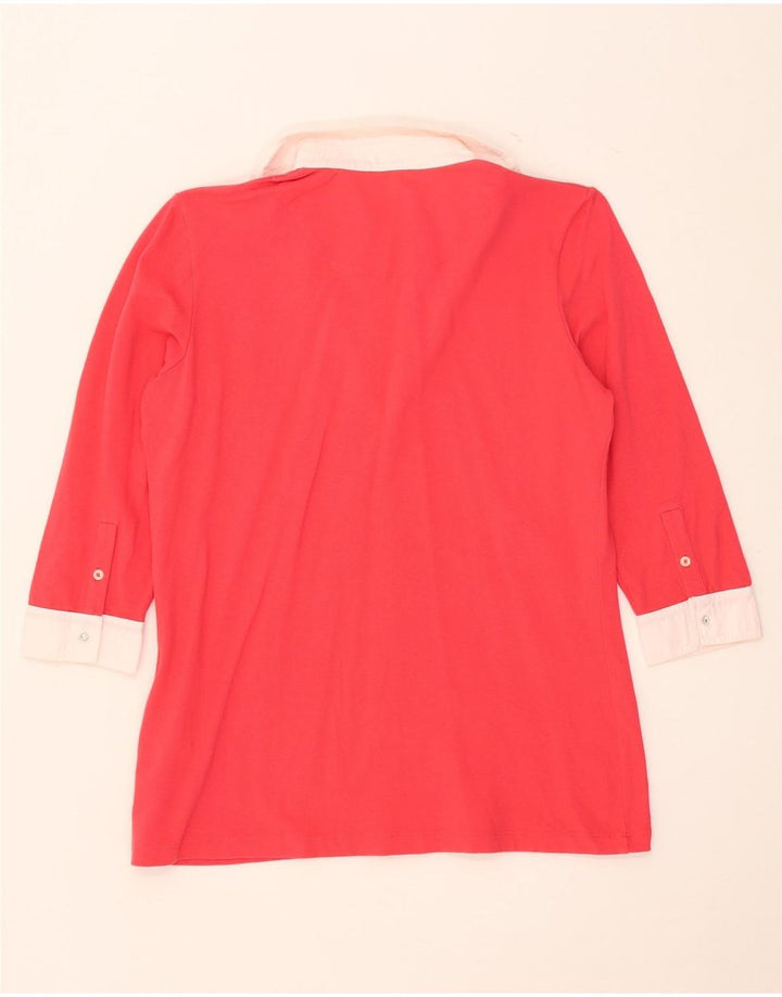 Blusa feminina de manga 3/4 Perte by Krizia Top UK 12 bloco de cor vermelho médio