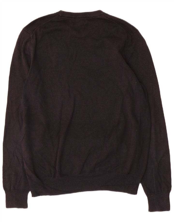 Suéter masculino Marks & Spencer com gola redonda, grande algodão preto