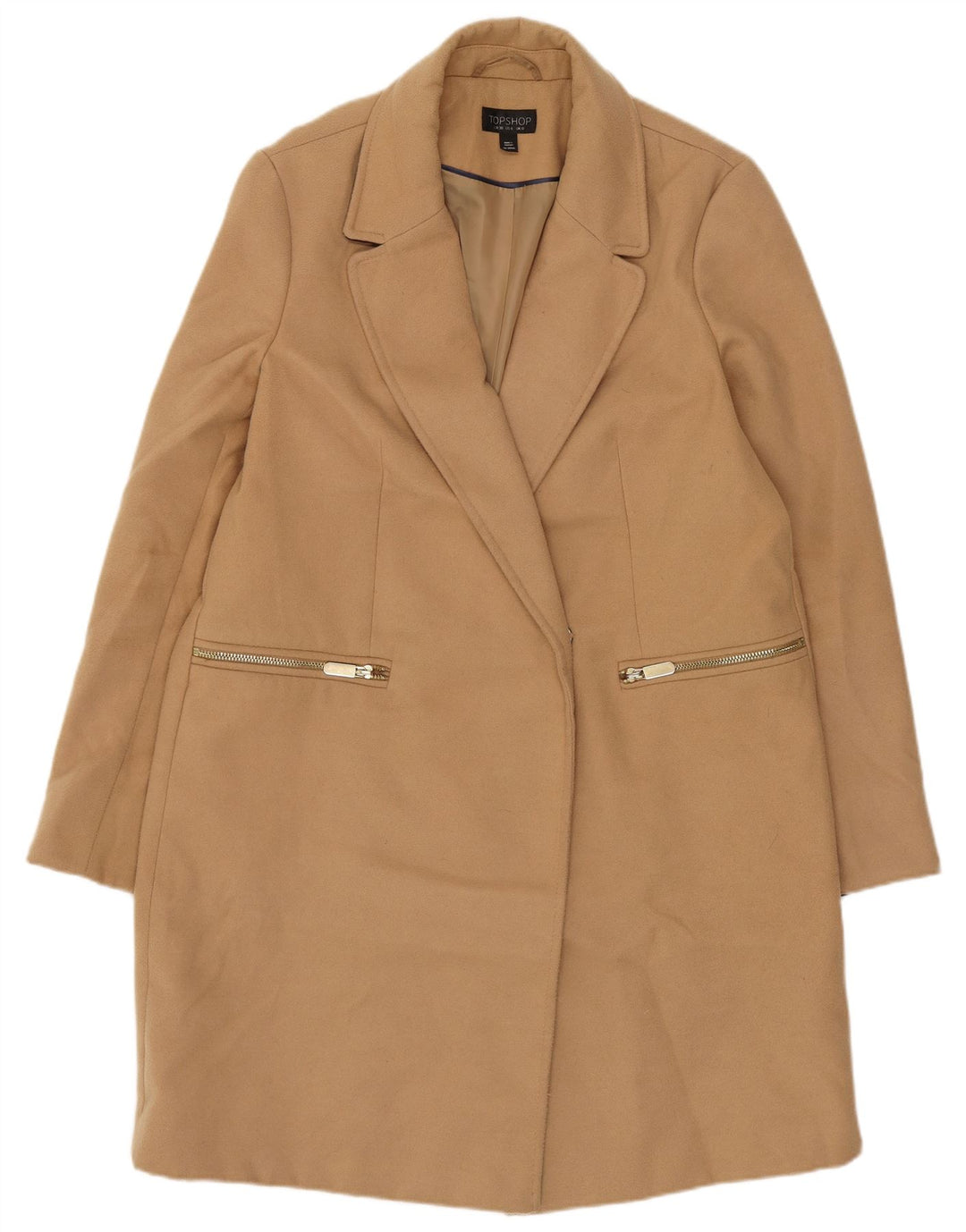 Sobretudo feminino Topshop UK 10 pequeno poliéster bege