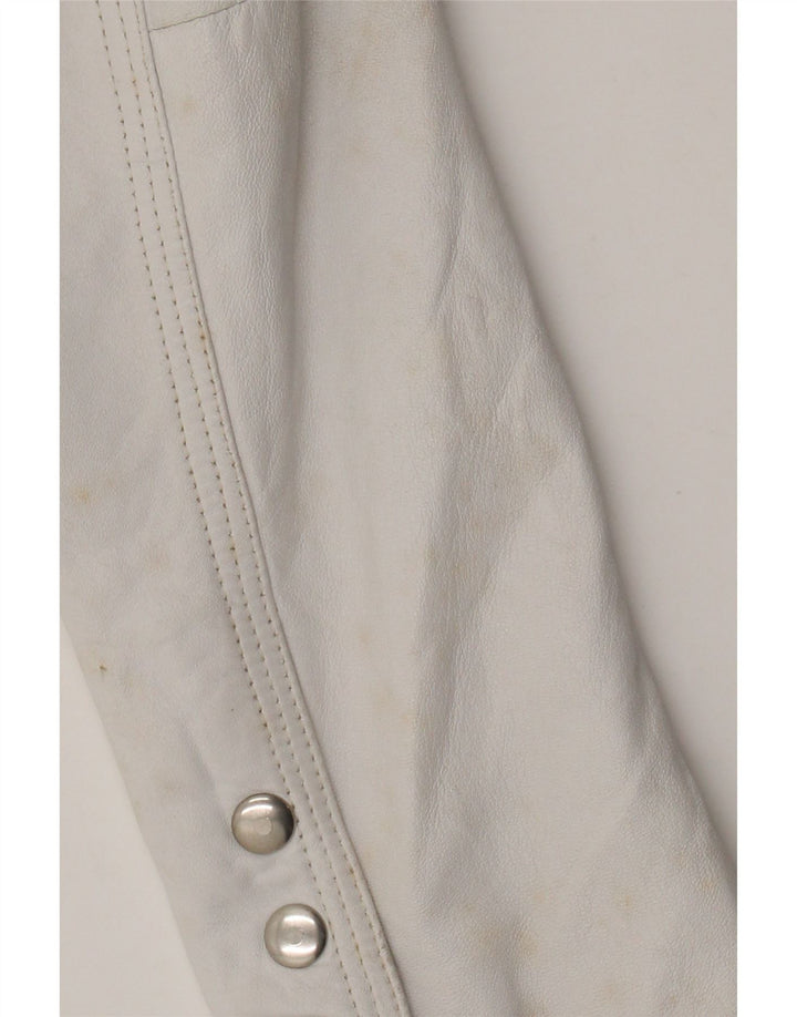 Jaqueta blazer de couro feminina vintage IT 44 couro branco médio