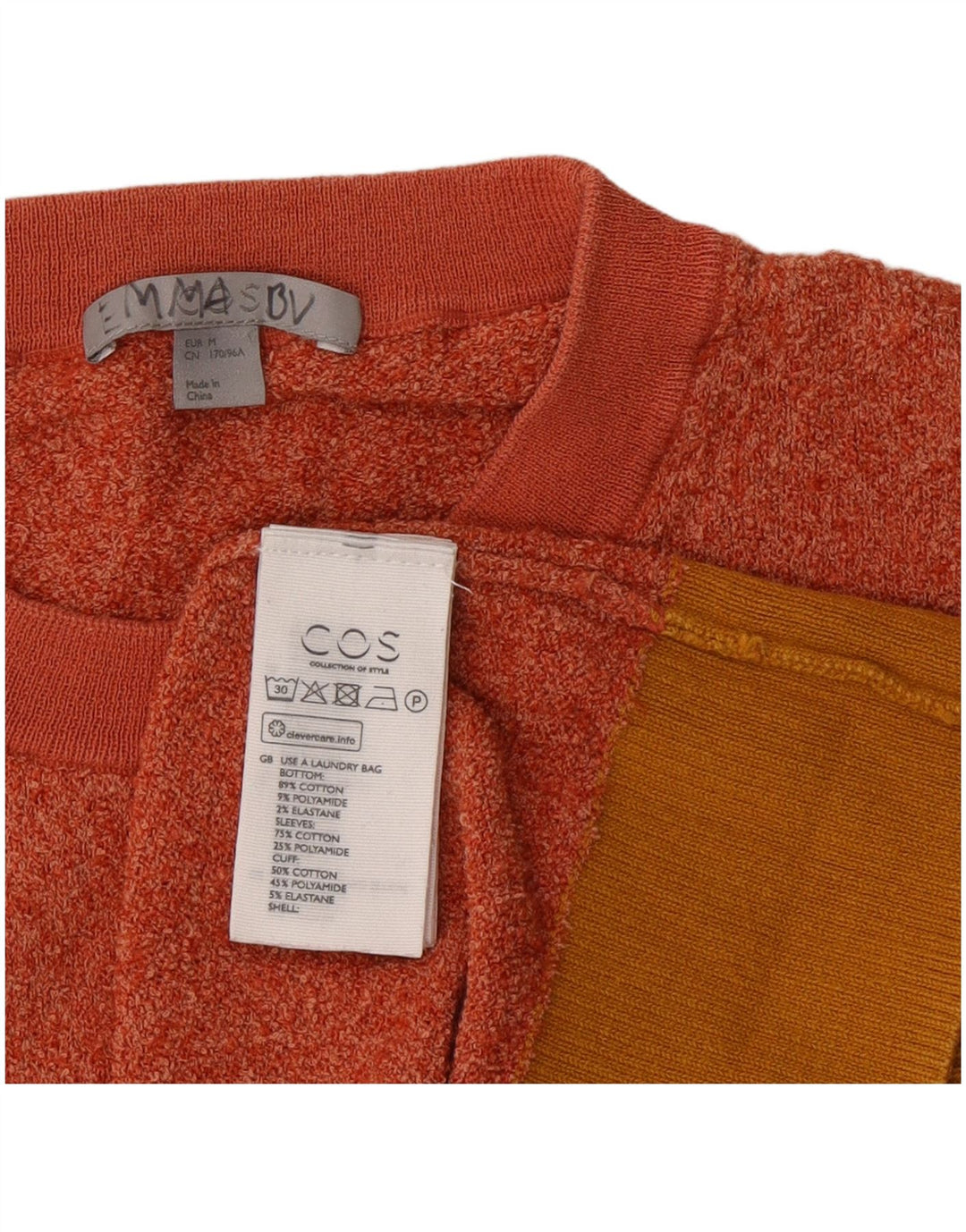 Suéter masculino Cos com gola redonda e algodão manchado laranja médio