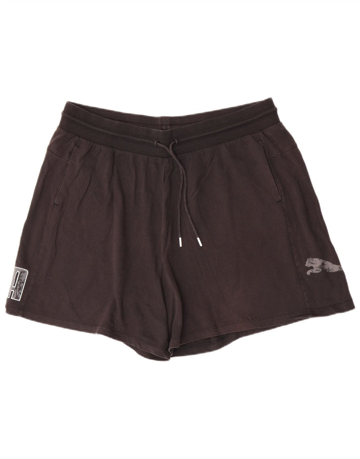 Shorts esportivos gráficos femininos Puma 2XL algodão preto