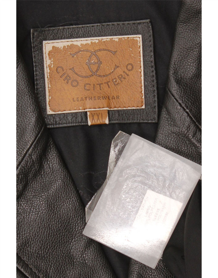 Jaqueta de couro masculina vintage UK 44 2XL couro preto