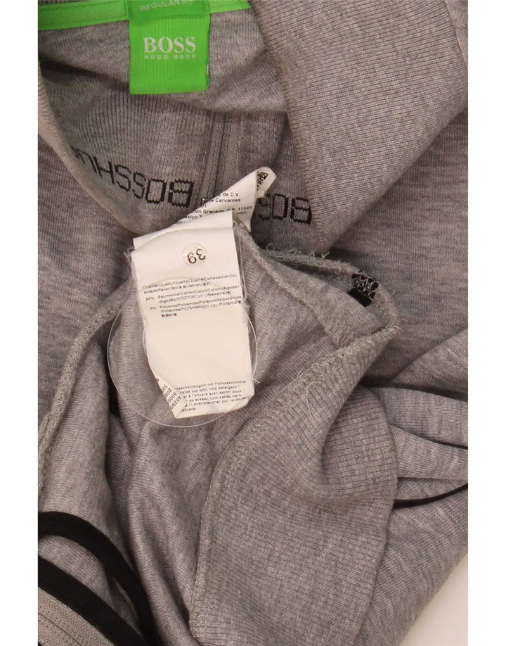 Hugo Boss Mens Treino Top Jaqueta Pequeno Algodão Listrado Cinza